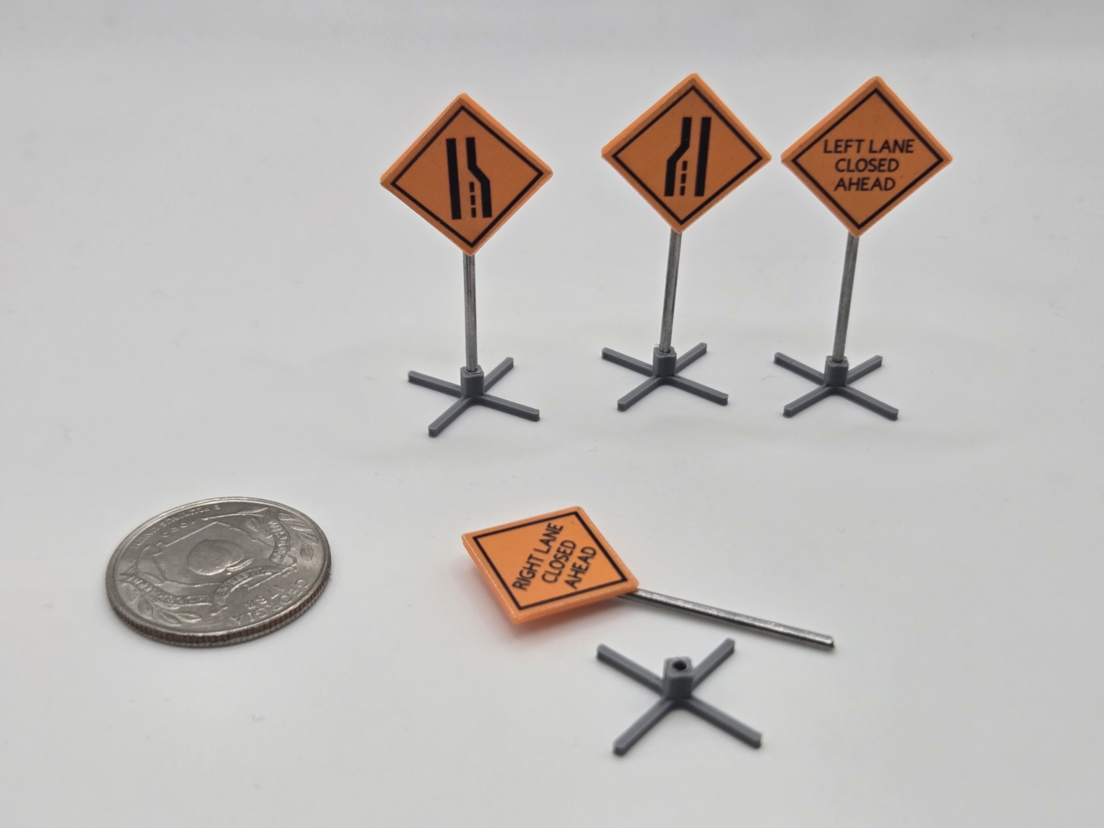 1/64 Scale Caution Lane Closed Signs *Set of 4*