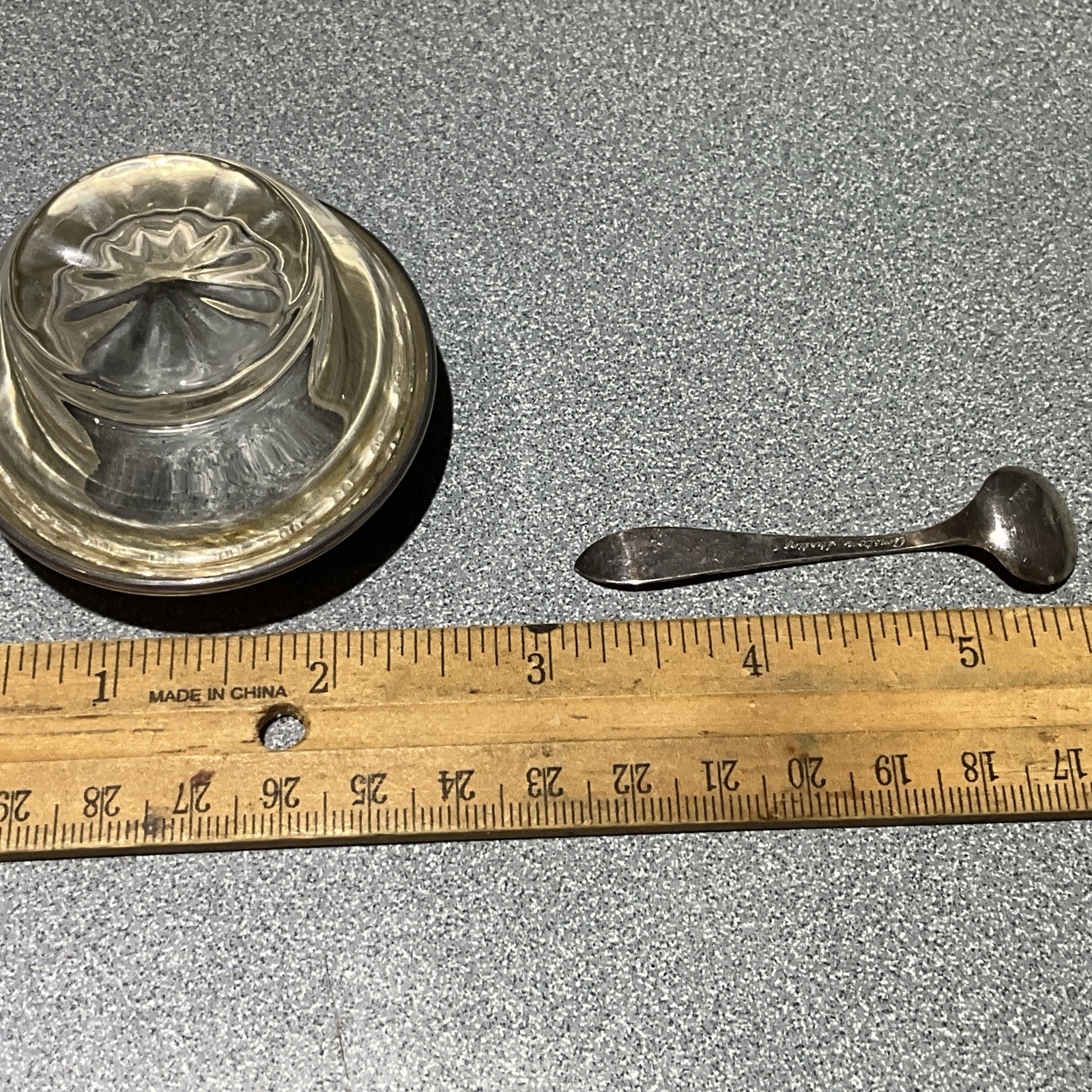 Vintage Amston Sterling Silver Salt Spices Cellar Glass Liner & Sterling spoon