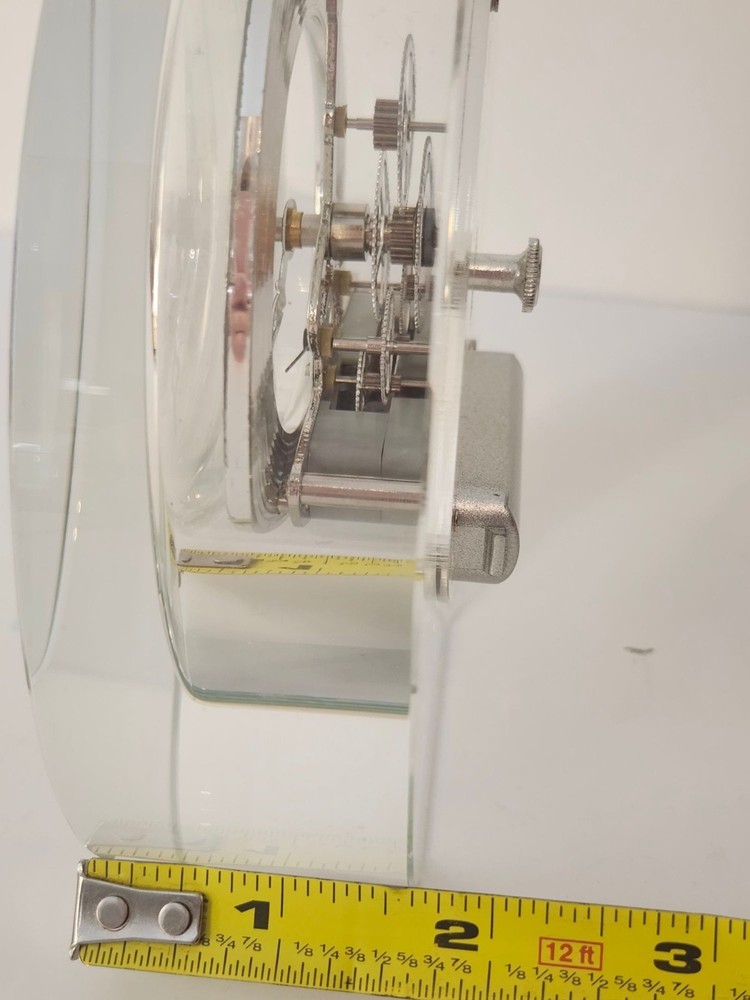 Crystal Desk Clock With Roman Numerals & Exposed Silver Gears Elegant & Function