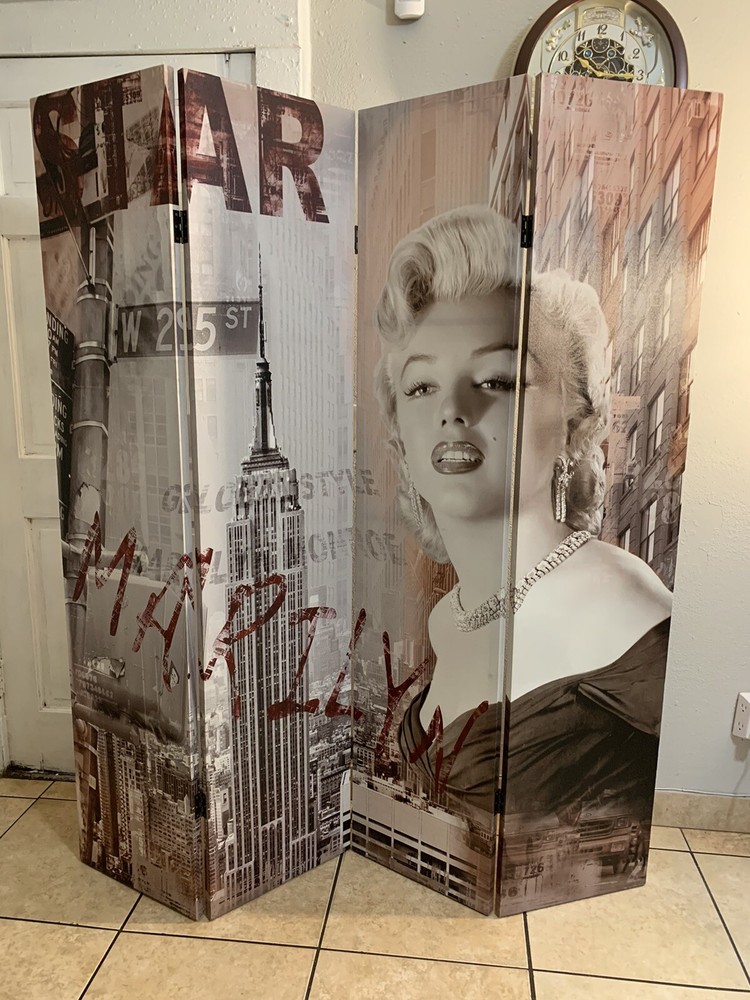 Large 4 Panel Canvas Madeley Monroe ￼Room Divider Screen