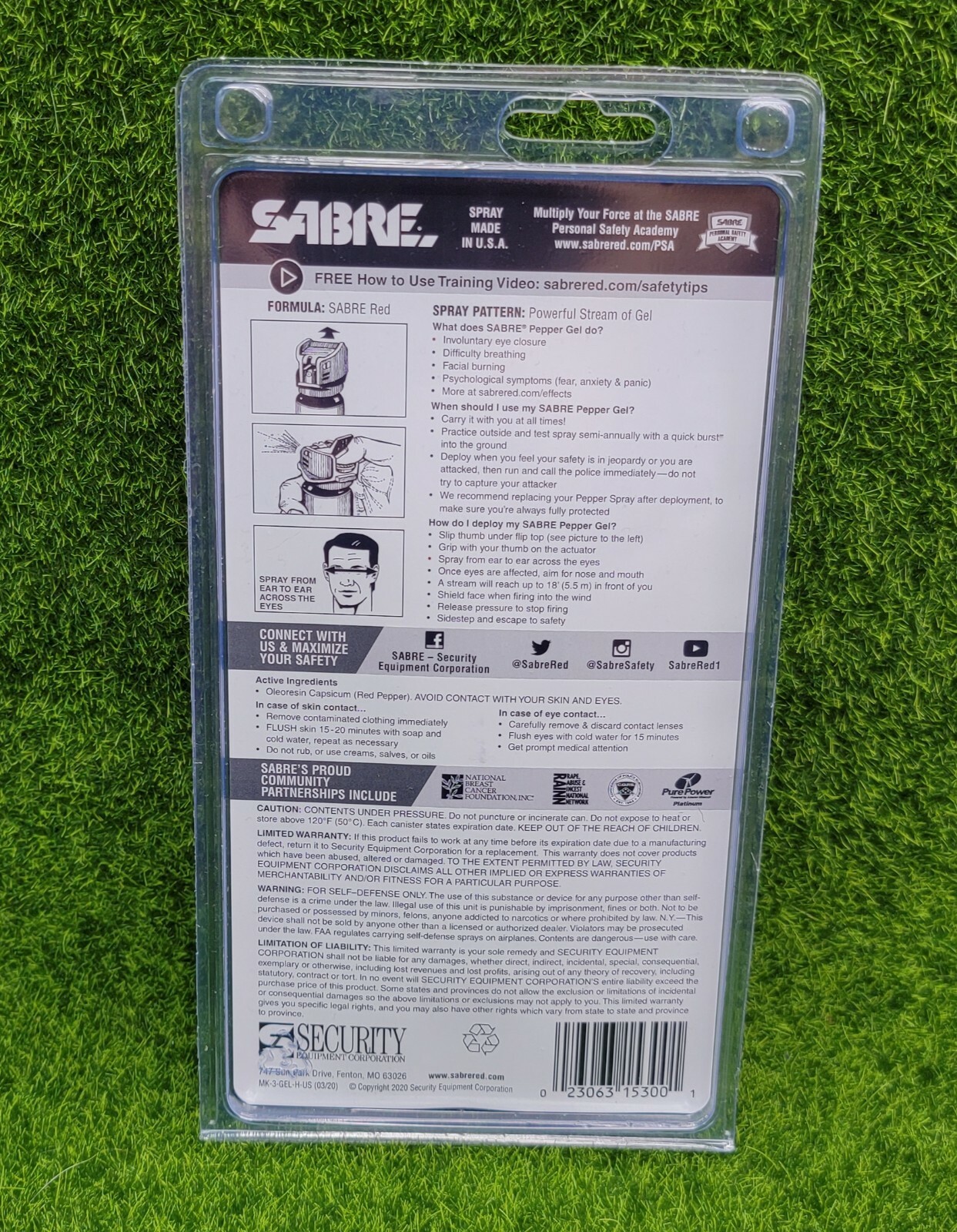 Sabre Red Pepper Gel Spray Repellent Self Defense W/HOLSTER - MK-3-GEL-H-US