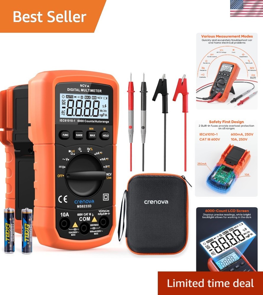 MS8233D Multimeter 6000 Counts - Comprehensive Electrical Measuring Tool