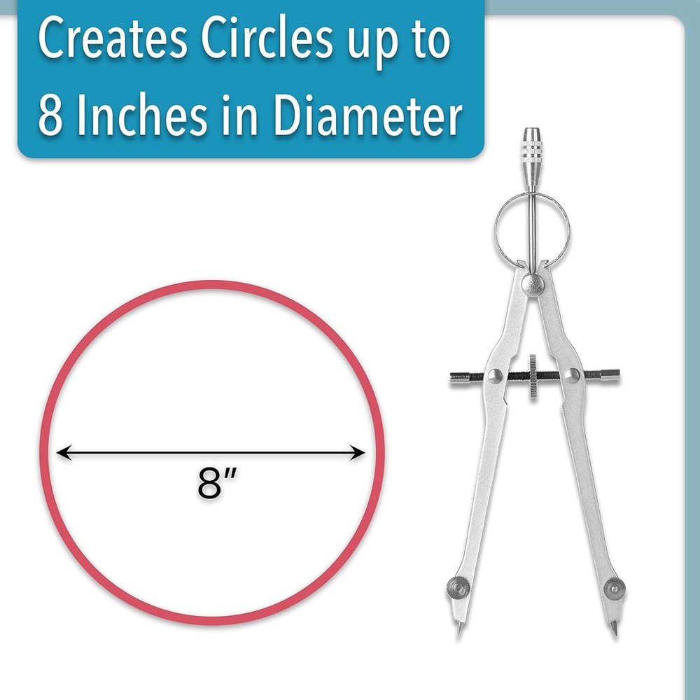 Mr. Pen- Professional Compass for Geometry, Extra Lead, Metal Compass, Silver