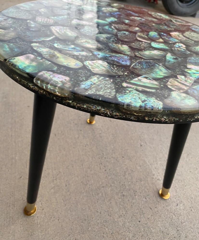 MCM Custom Handmade Large Abalone Shell Side Table Stunning Rare