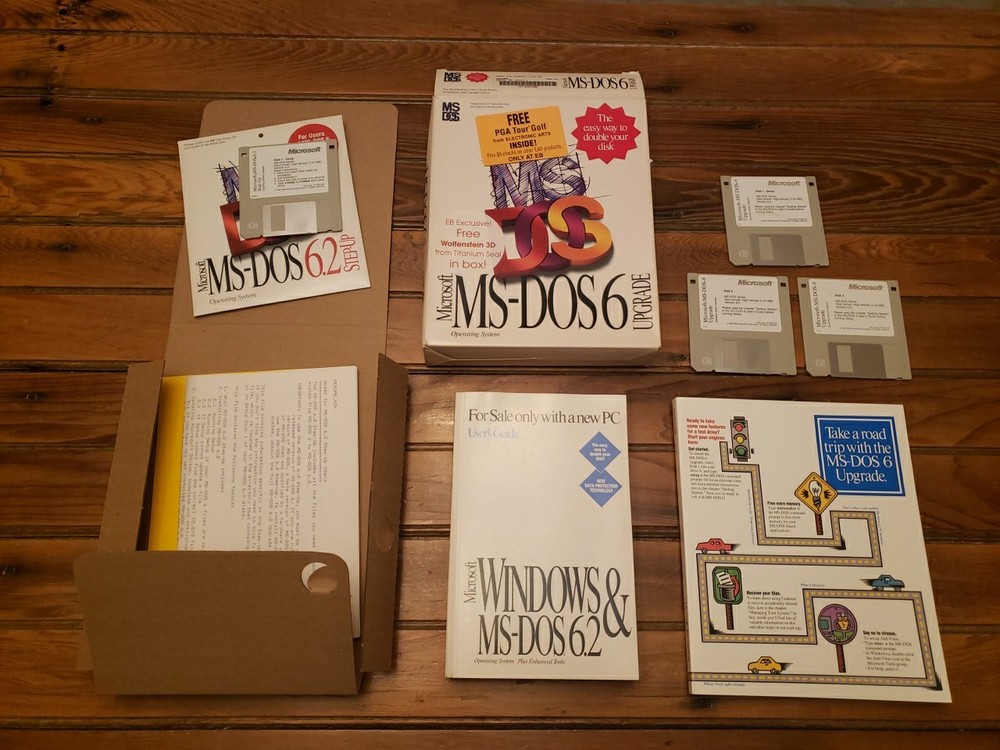 Microsoft MS-DOS 6 Software Upgrade Operating System 4x Floppy Disk 6.2 Step Up