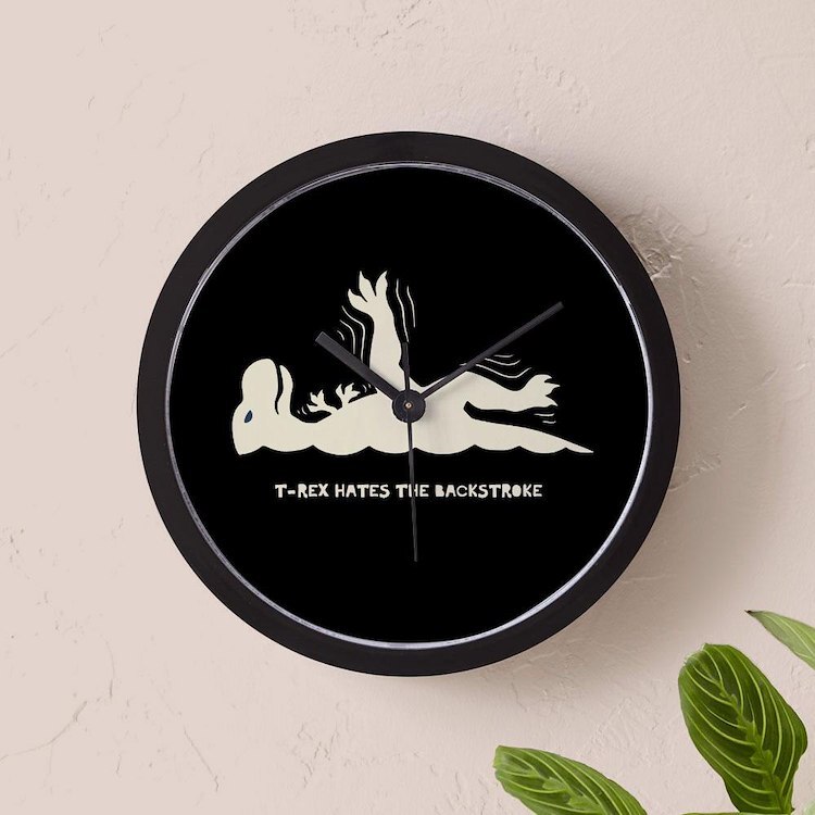 CafePress T Rex Backstroke 10" Wall Clock (1294225837)