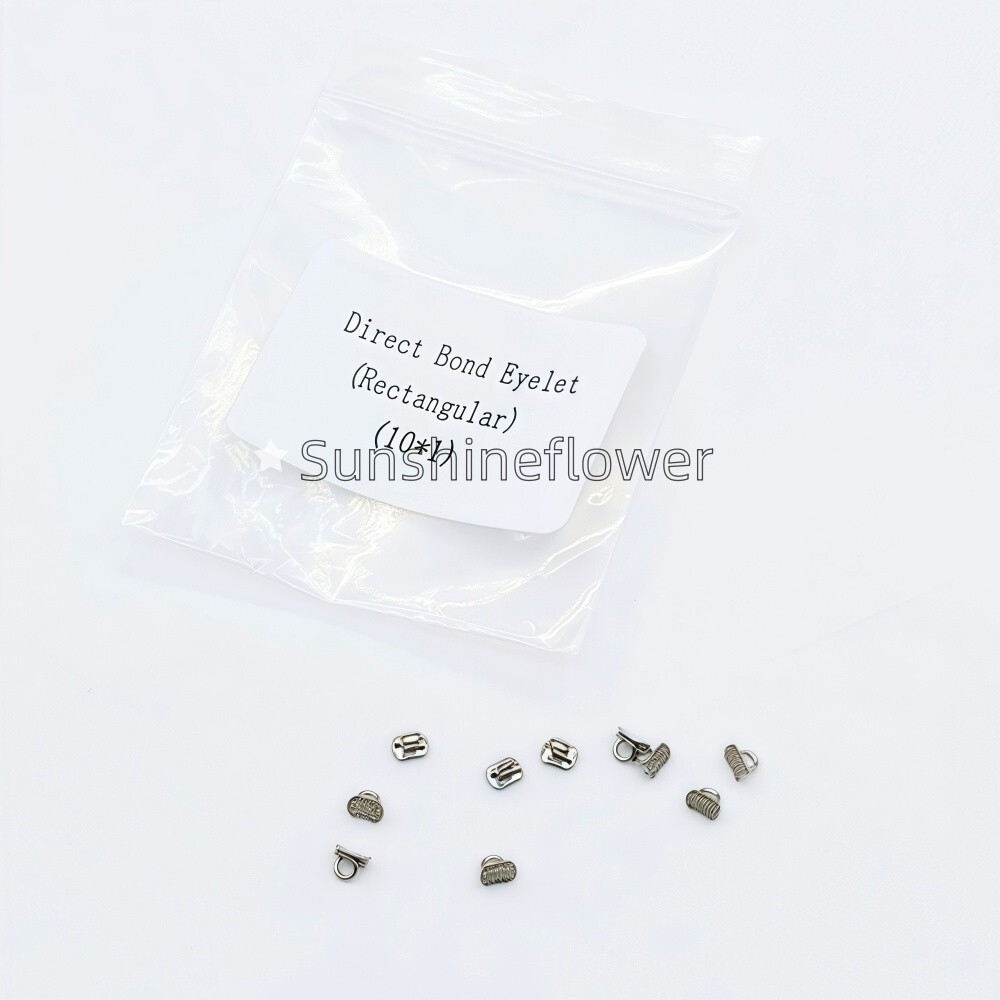 100 Pcs Dental Direct Bond Eyelets Rectangular Crimpable Hook Lingual Buttons