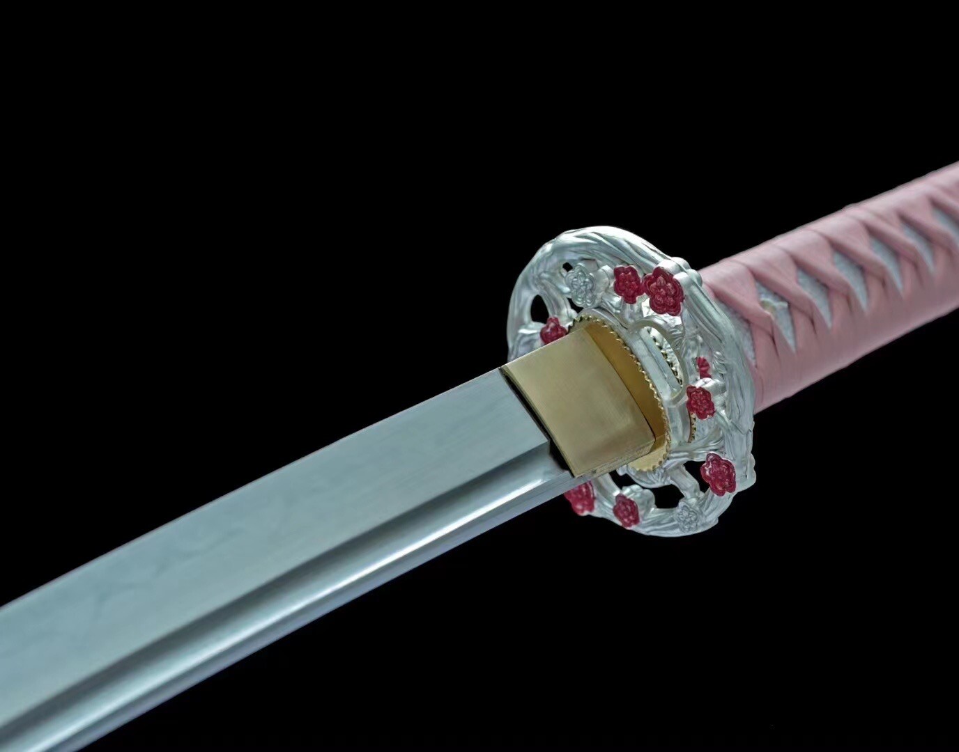 Sakura Pink Katana Clay Tempered 1095 Steel Japanese Samurai Sharp Lady Sword