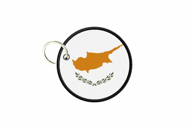 Keychain Cyprus Flag Printed Round Badge