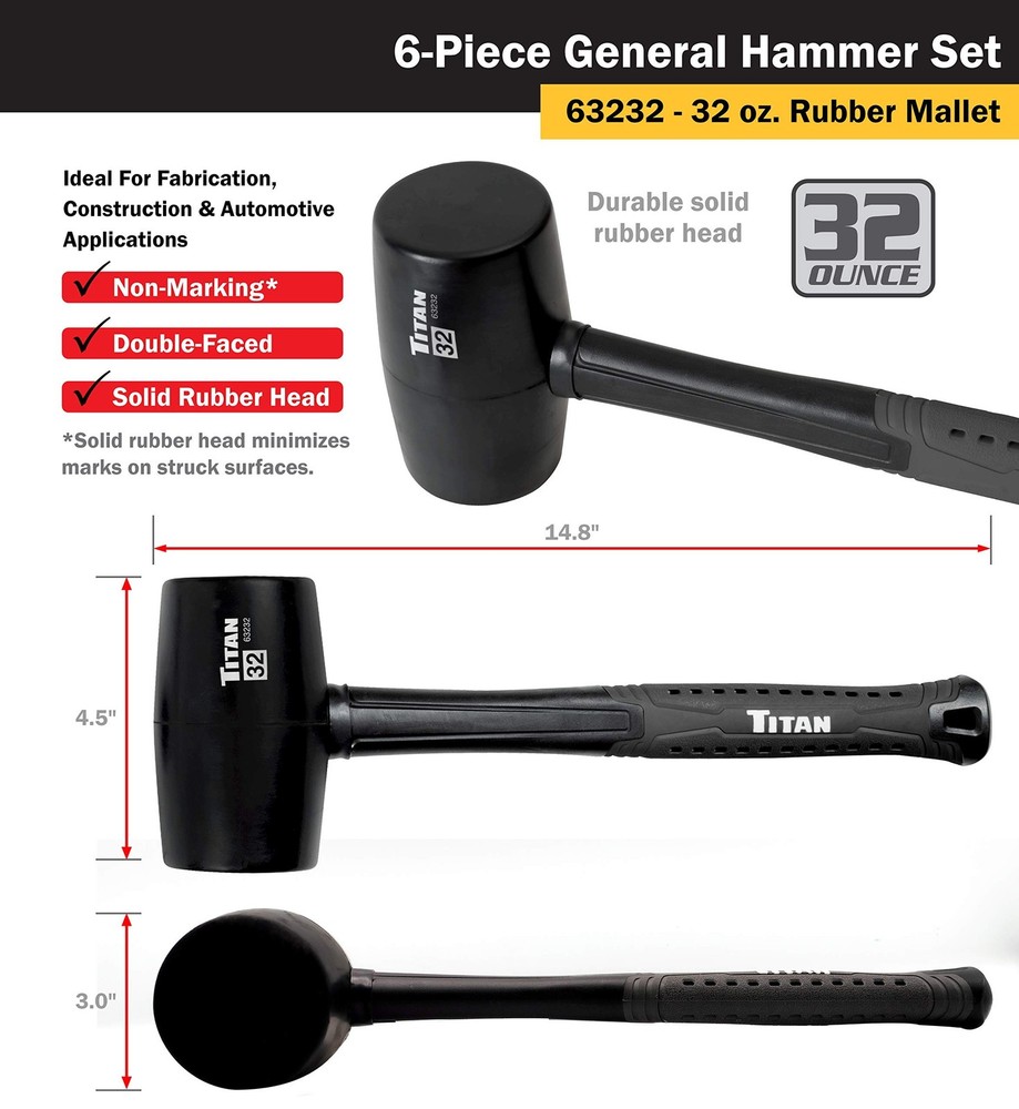 Piece Rubber Mallet Set Includes