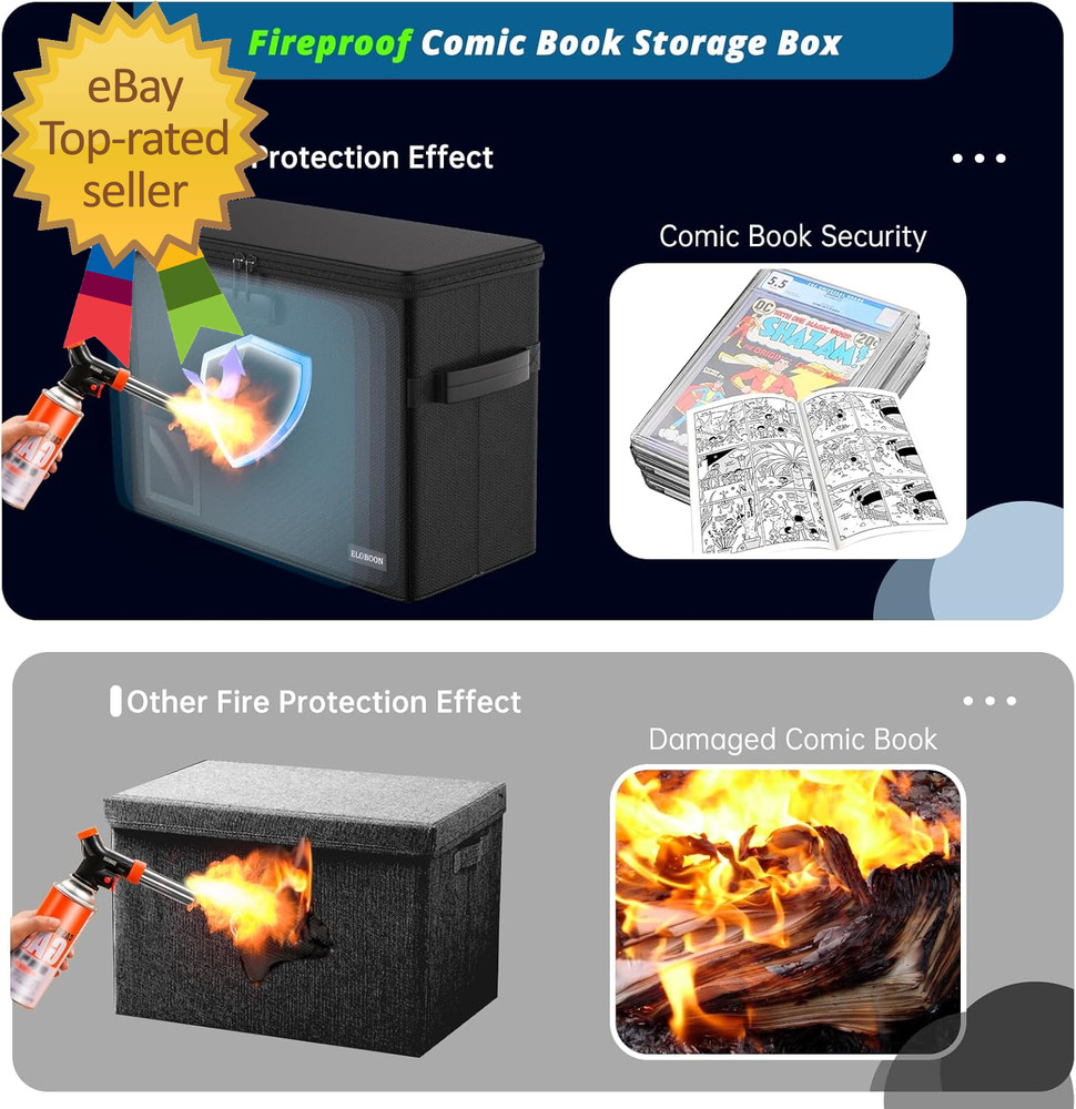 Graded Comic Book Storage for 30 Comics, Fireproof & Water-Resistant