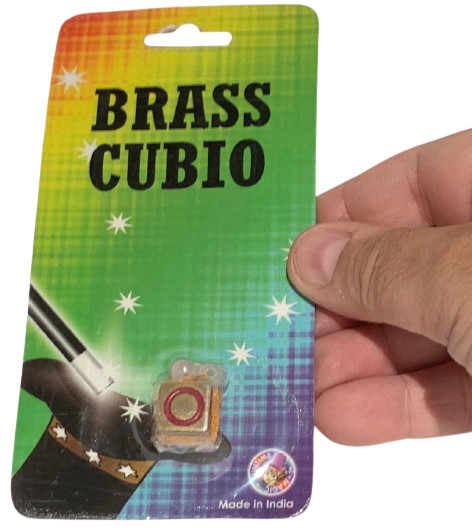 BRASS CUBIO Obedient Close Up Magic Trick Pocket Cube Slides Up & Down String