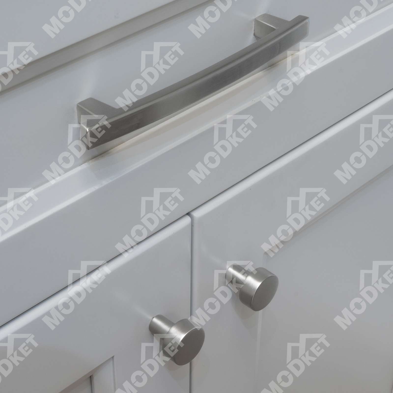 Solid Brushed Nickel Modern Kitchen Cabinet Pulls Knobs Handles Drawers Bathroom