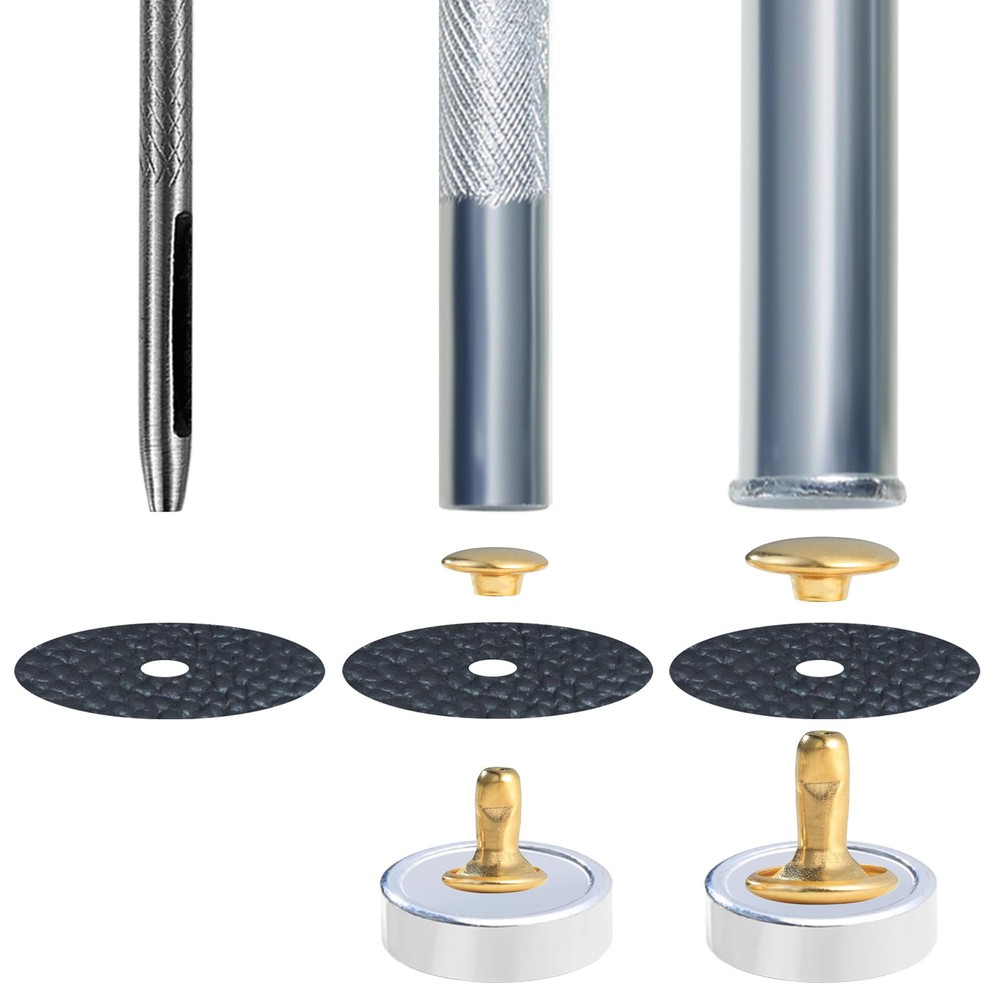 340 Sets Leather Rivets Kit Mixed Sizes Rivets for Leather Double Cap Rivets ...