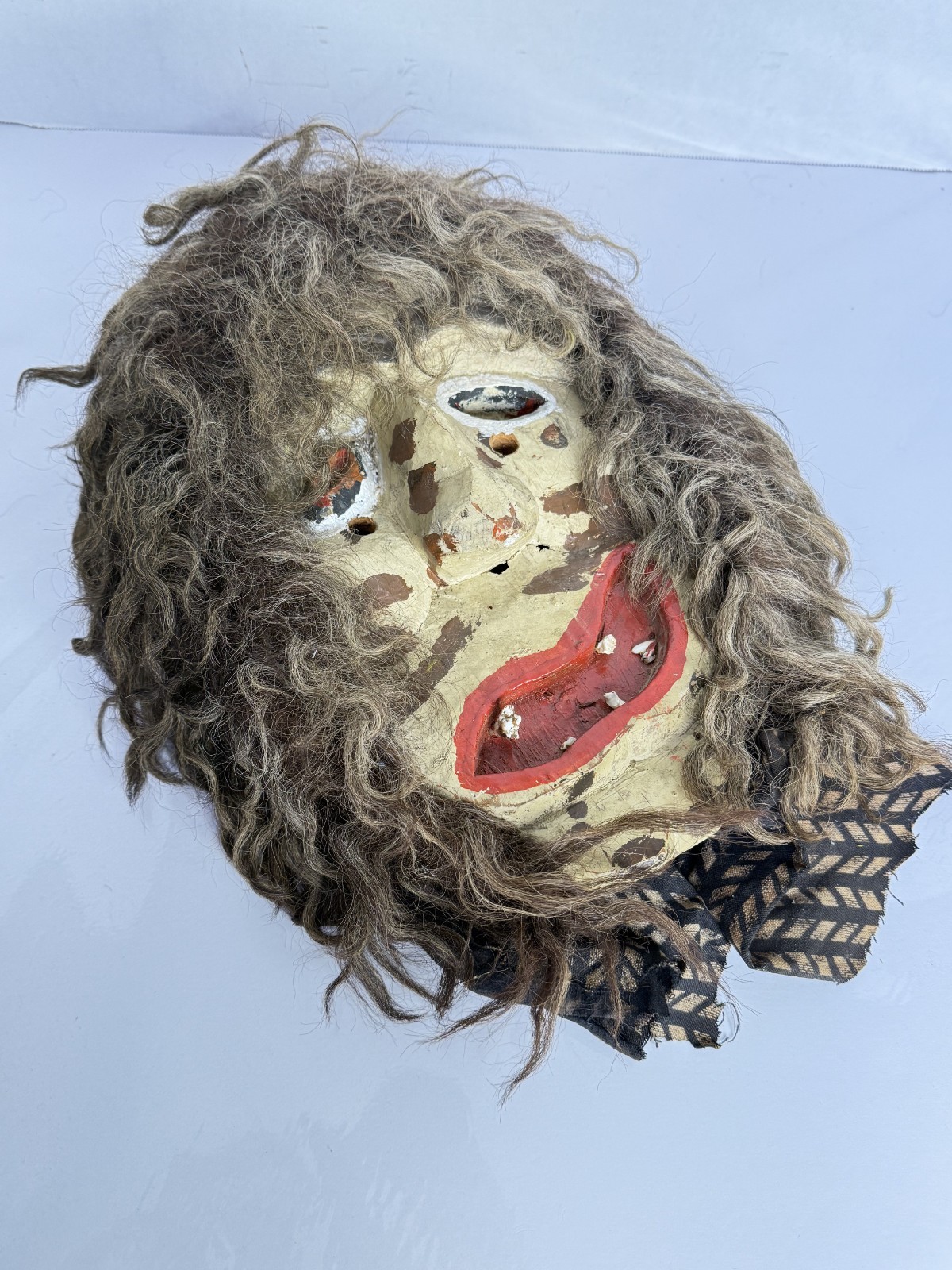 Antique RARE Native American Mask Cherokee Indian Booger FULL Headdress 13"