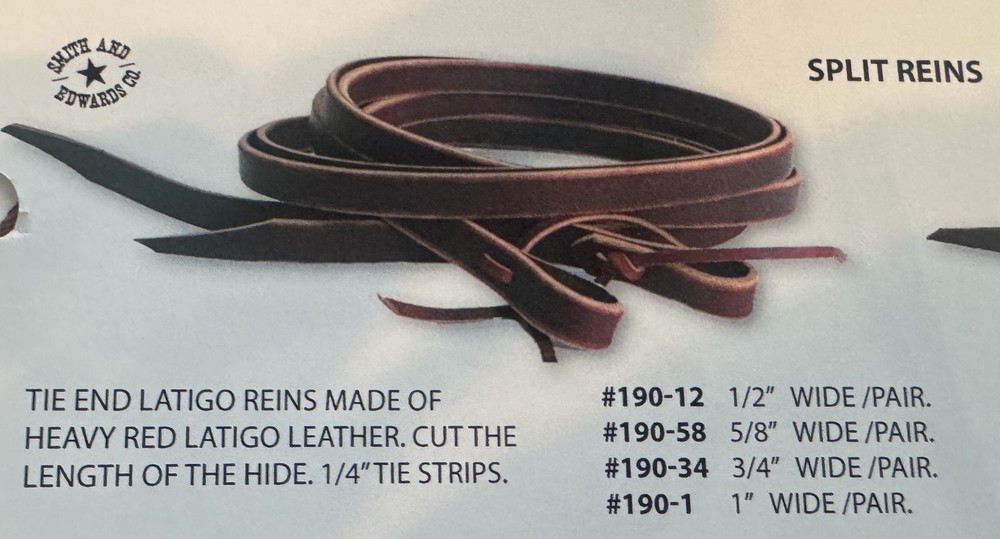 Latigo Leather Split Reins – Tie End
