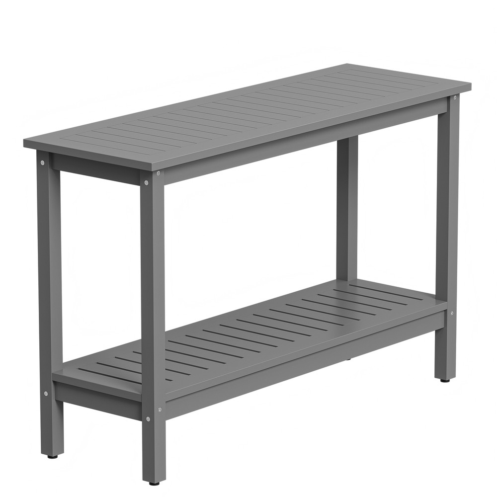 48" Wooden 2-Shelf Console Table Multiuse Buffet Storage with Foot Sliders Gray