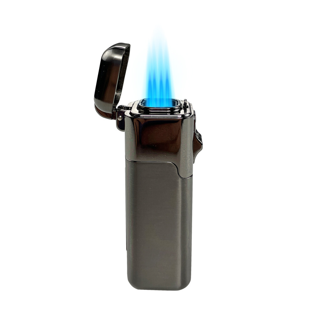 Cuboid Shaped Quad Flame Cigar Torch Lighter Adjustable Flame Refillable BLACK