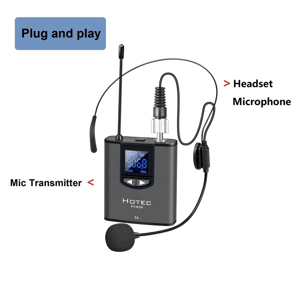 HOTEC Replacement Headset Microphone with 3.5mm Locking Screw Plug, Black