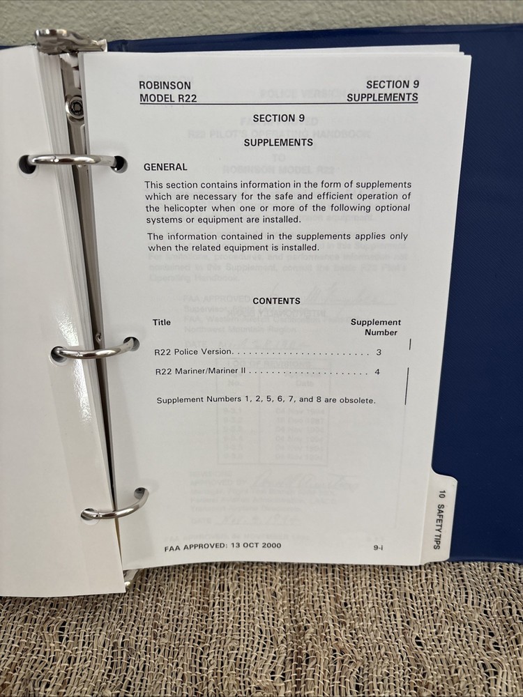 Robinson R22 Pilot's Helicopter Operating Handbook