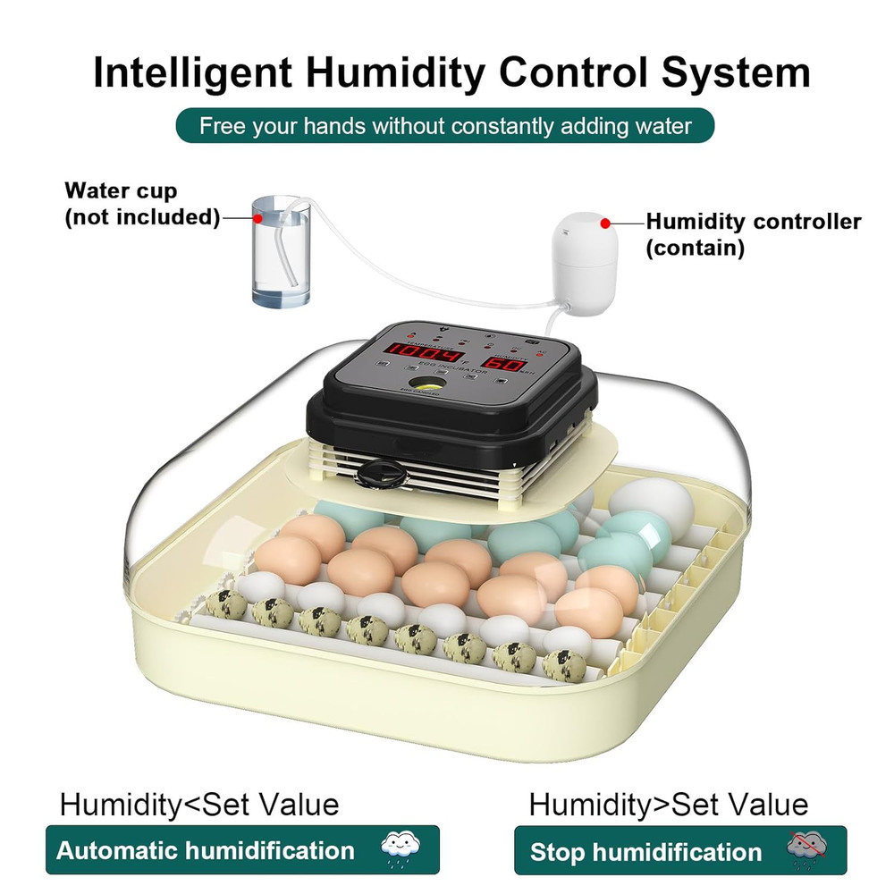 Automatic 35 Egg Incubator with Humidity Control & Egg Candler for All Eggs
