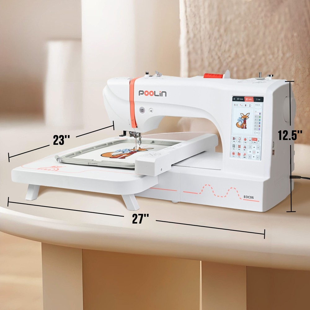 Poolin EOC06 Embroidery Machine Computerized with thread&bobbins&stabilizer
