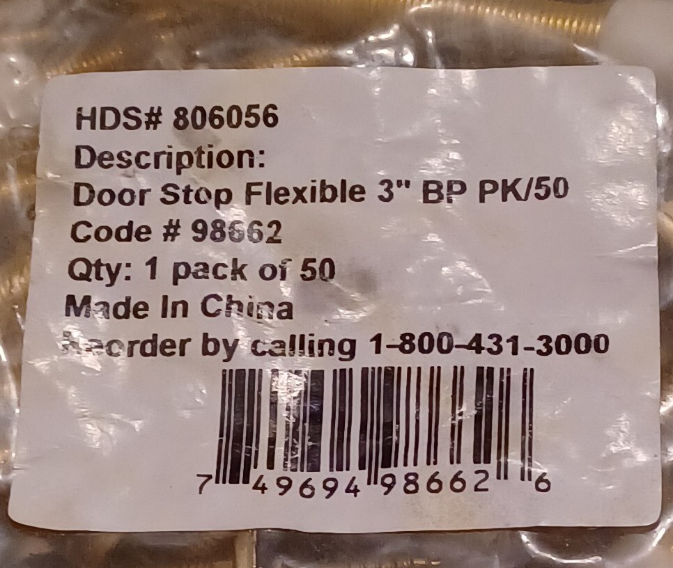 806056 Door Stop Spring Type. Pack Of 50