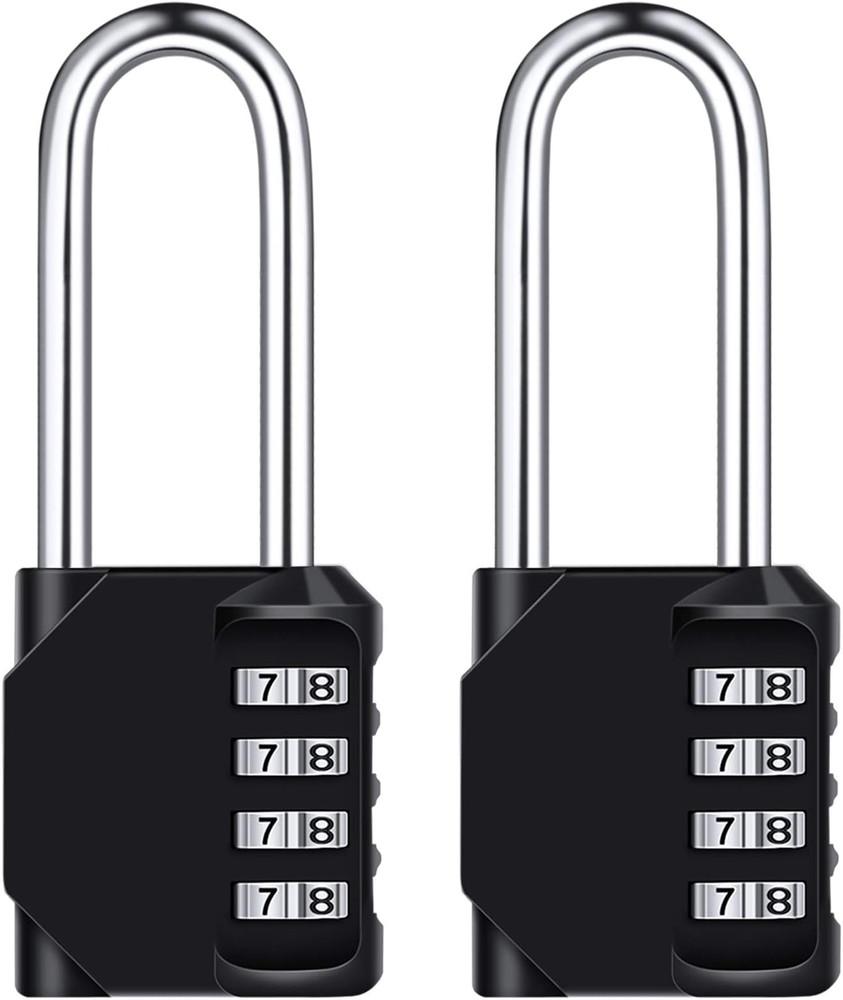 2 Pack 2.6in Long Combination Padlock, Waterproof 4 Digit Combination Lock, W...