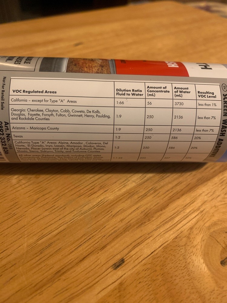 8.45 oz. Auto Screen Wash Additive (New)