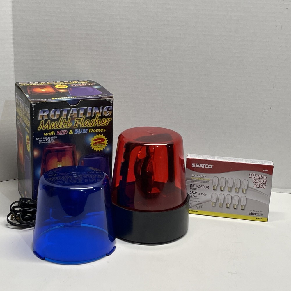 Rotating Multi Flasher with Red and Blue Domes with Extra Bulbs