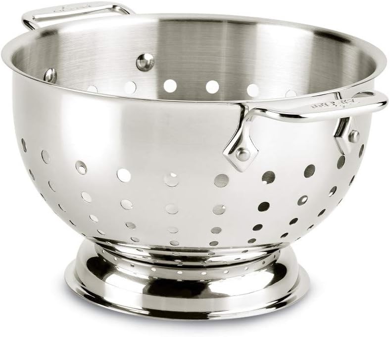 NEW ALL-CLAD 5 Quart Colander 18/10 Stainless Steel Size L Quick Draining $89.95