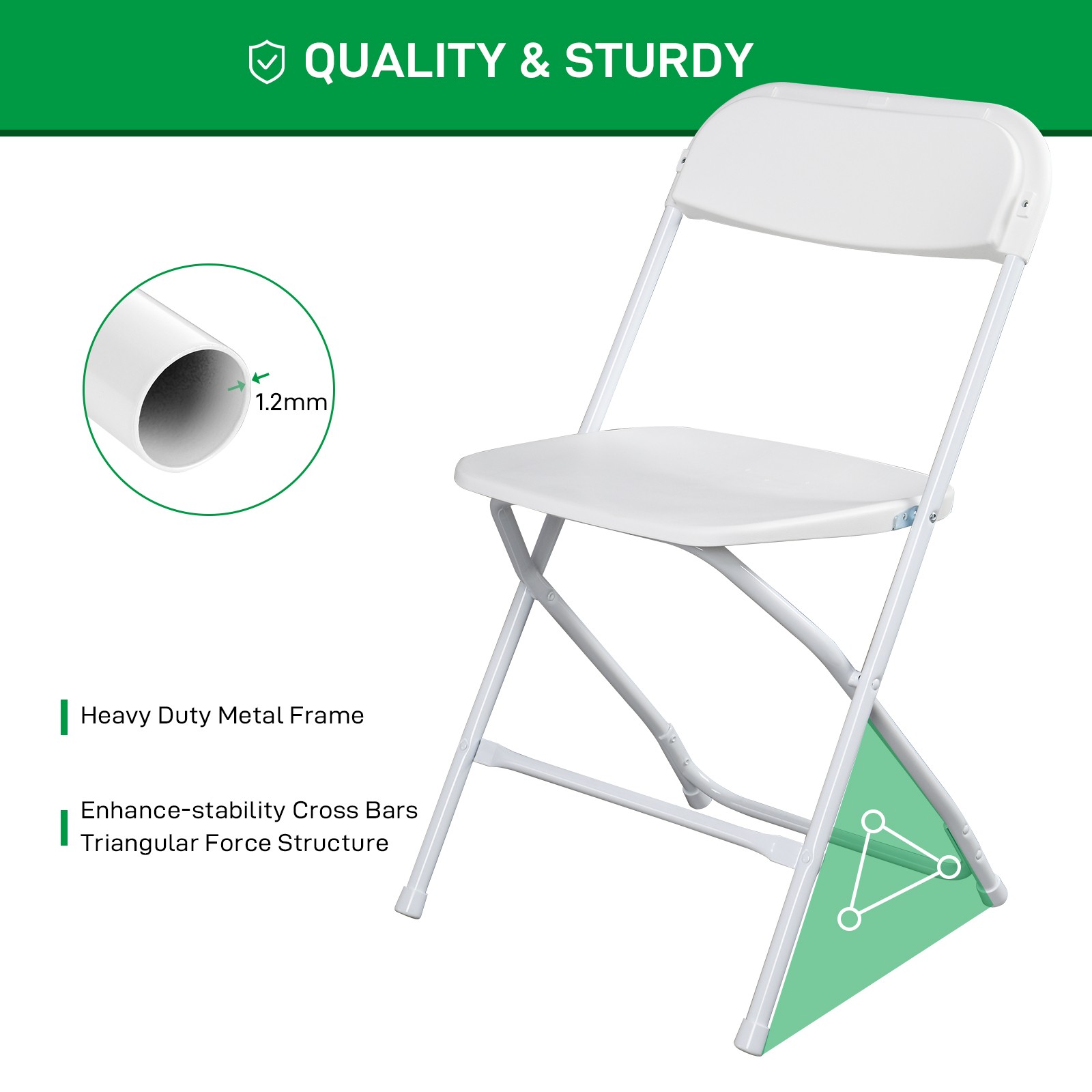 Commercial White Plastic Folding Chairs Stackable Picnic Party ( Set of 10)