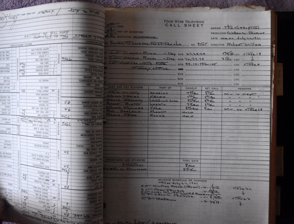 1961-2 " Target: The Corruptors " Original Screenplay Scripts.