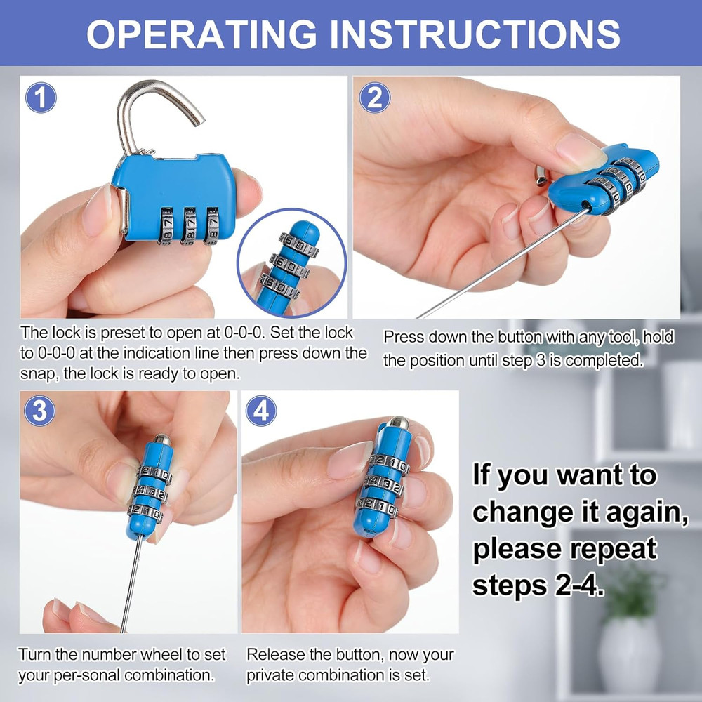 10 Pcs Digit Combinations Padlock Safe Cipher Lock Mini Combination Resettable N