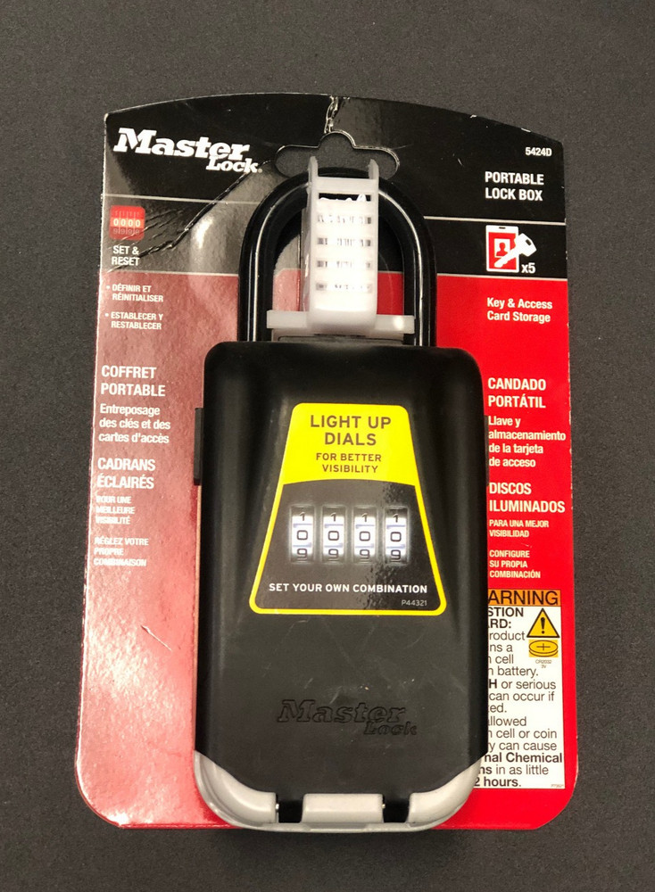 Master Lock 5424D Portable Key Lockbox with Light-up Dials, Reset Combination
