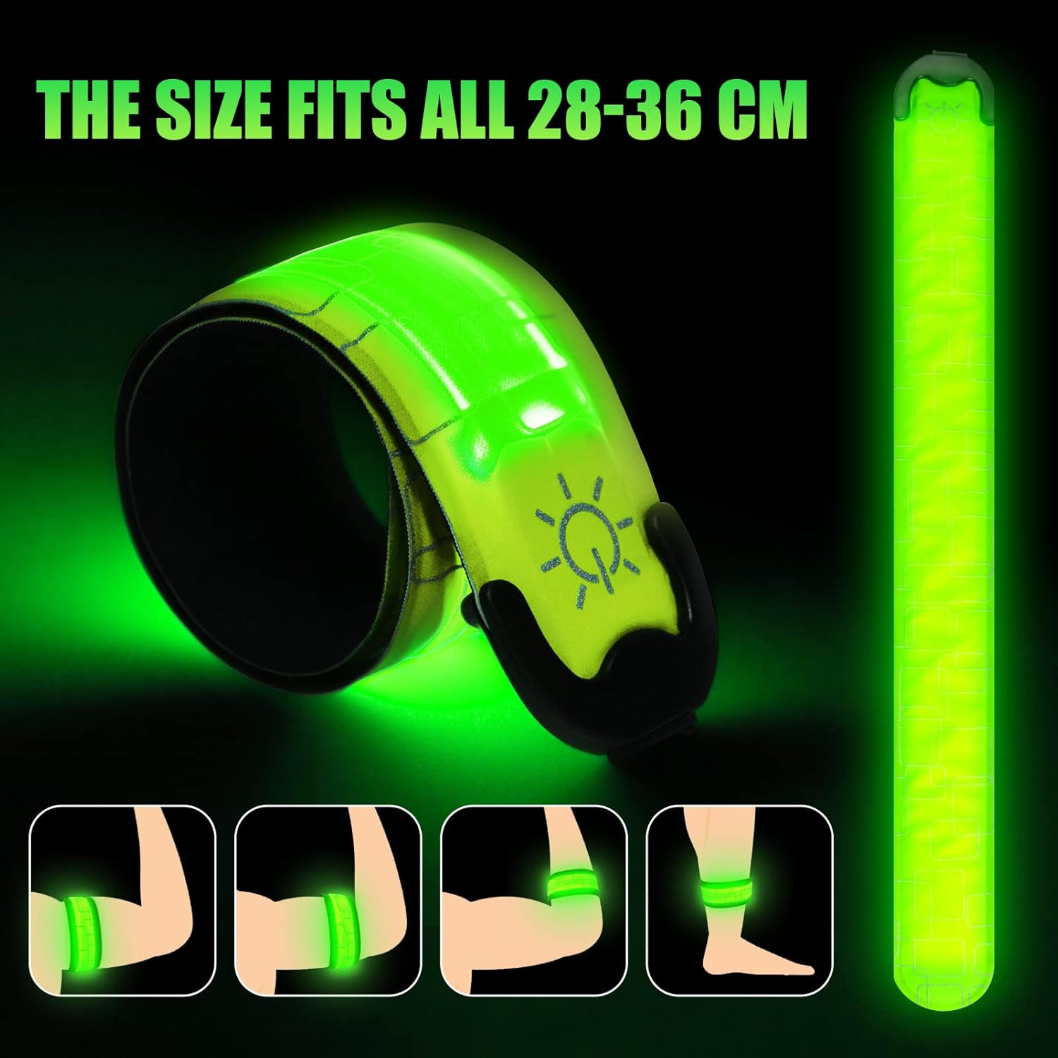 2Pack Rechargeable LED Armband High Visibility Running Lights for Night Safety