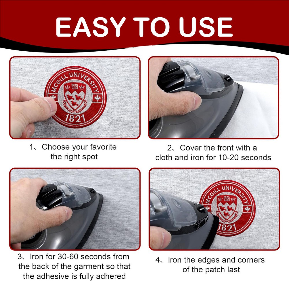 McGill University Logo Iron On Patch - Sew Patch - Embroidered Patch 3.9"