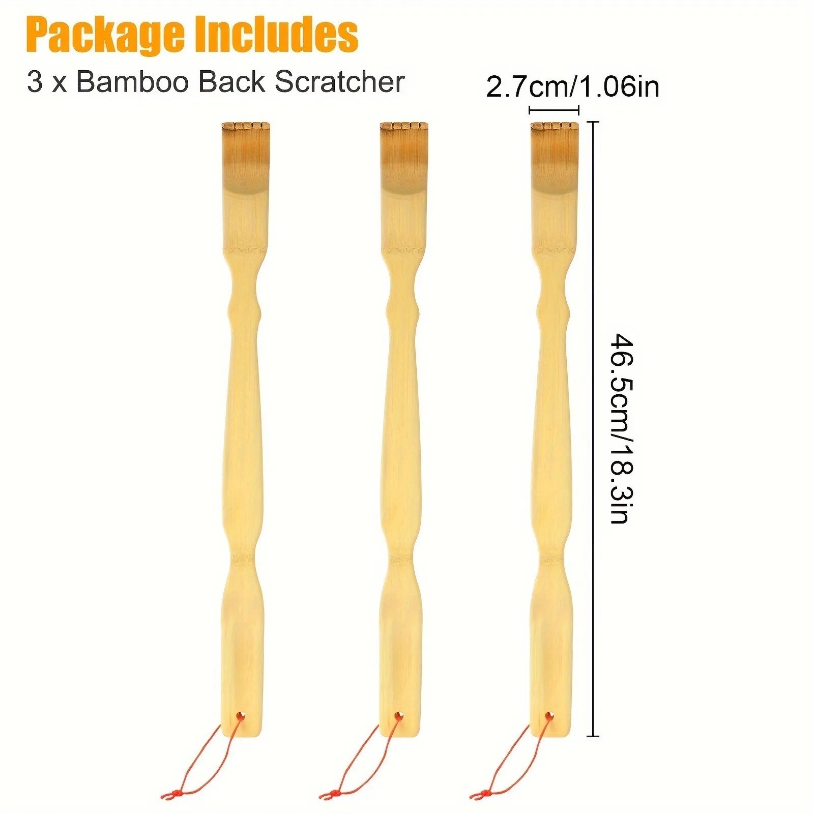 3pcs Long Handle Back Scratcher Natural Bamboo Pick Itch Relief Handcraft Tools