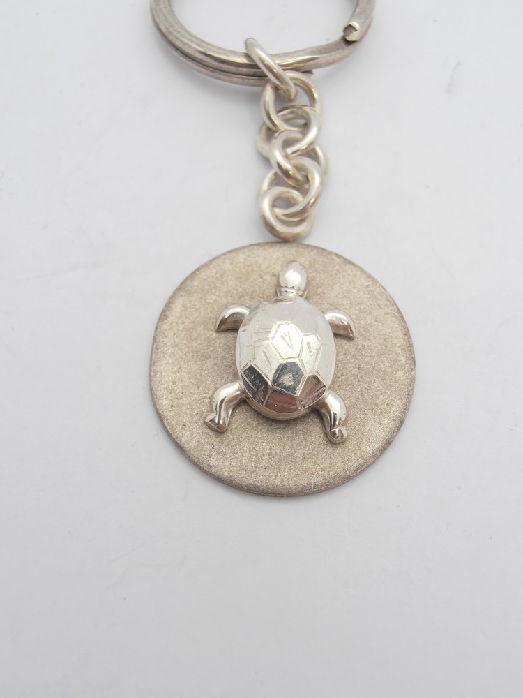 Turtle: 925 Silver Keychain - Reptile - Turtle -