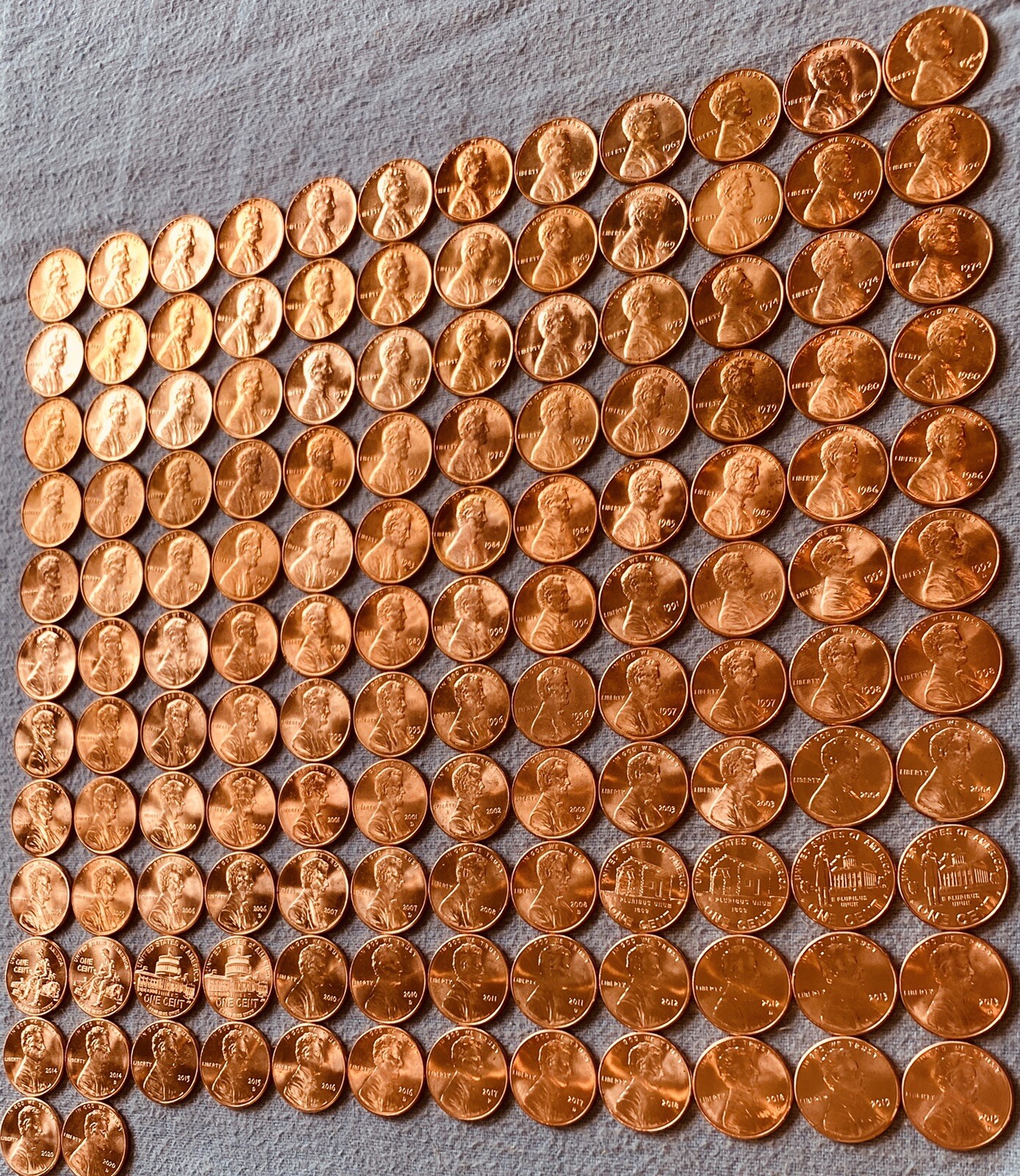 Lincoln Memorial & Shield Cents BU - Complete Set Of 140 Coins-1959 - 2023 P/D/S