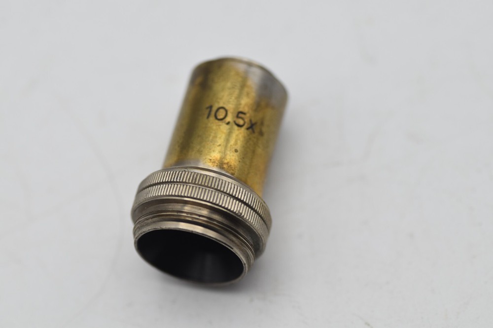 ANTIQUE BRASS MICROSCOPE OBJECTIVE 10.5X