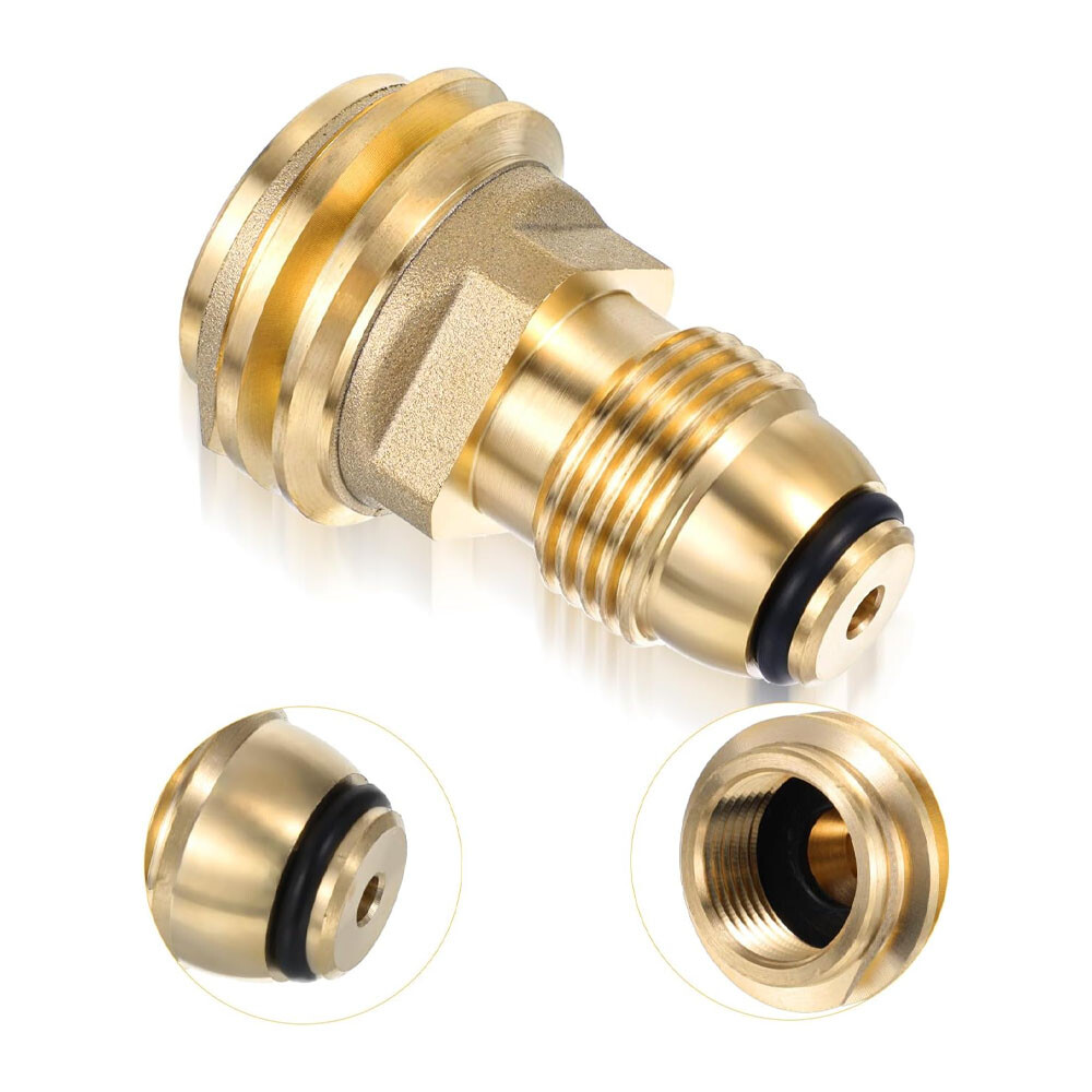 2x Solid Brass Propane Adapter: Soft Nose P.O.L. to QCC1, Multi - Purpose