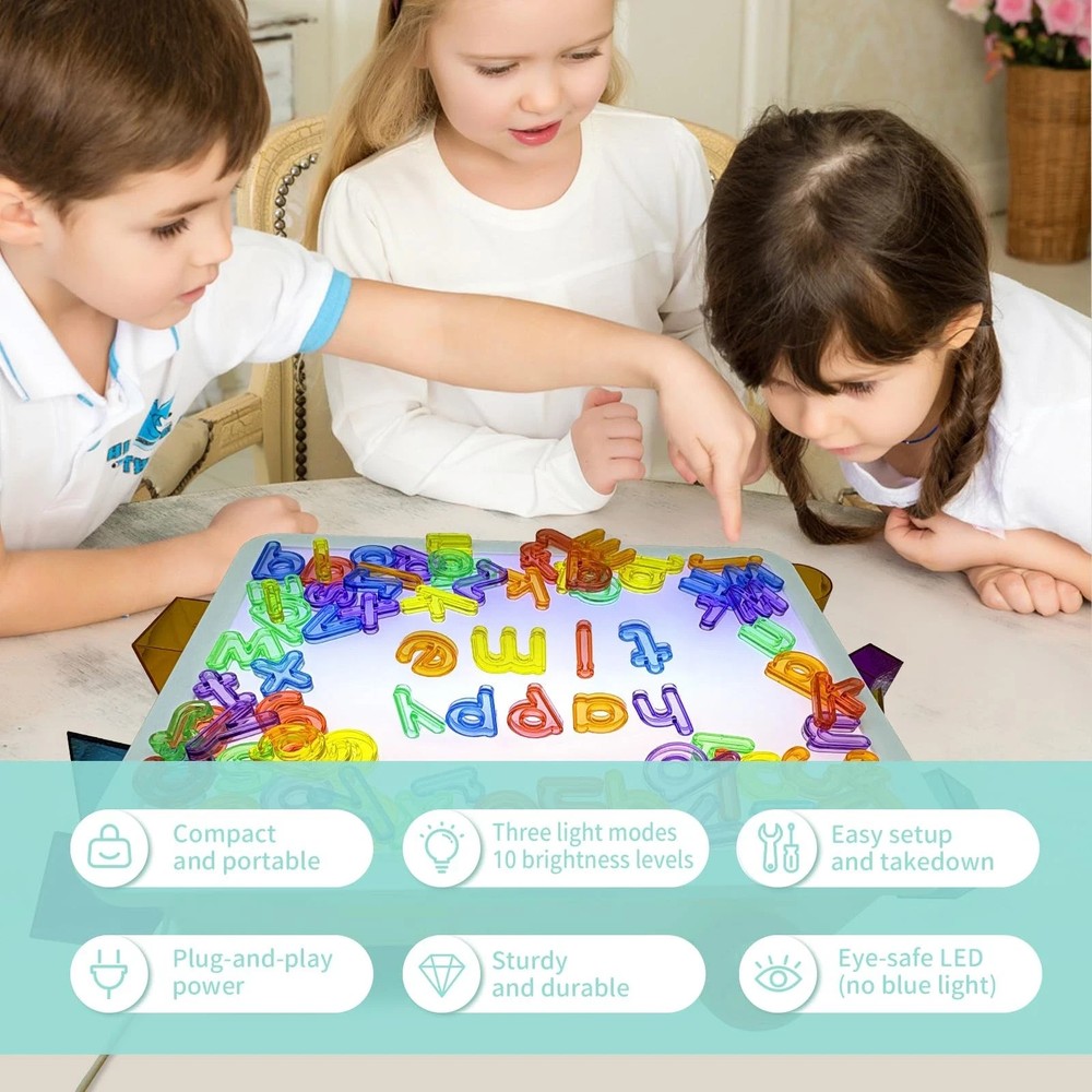 Kids Light Table Sensory Light Box Blue Classroom Learning Stress Relief Gift