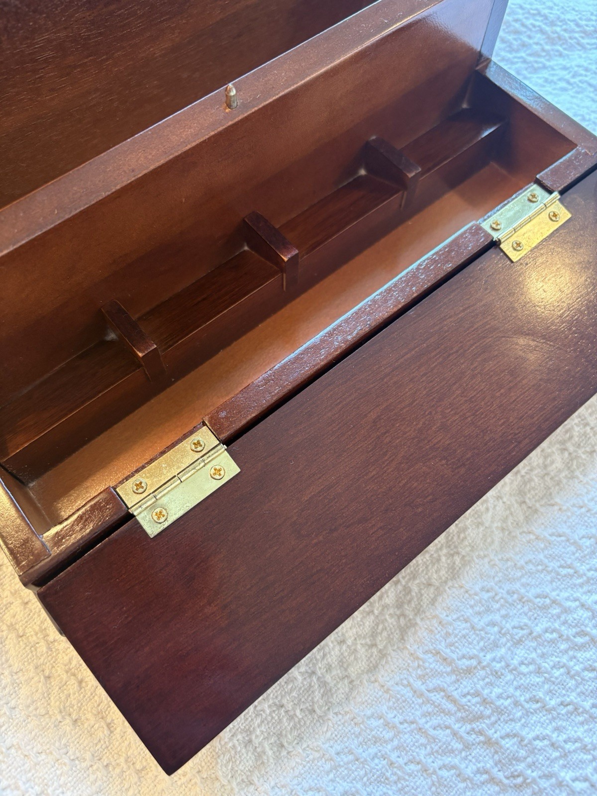 The Bombay Company Letter Desk Organizer Solid Wood Mahogany Hinged Vintage