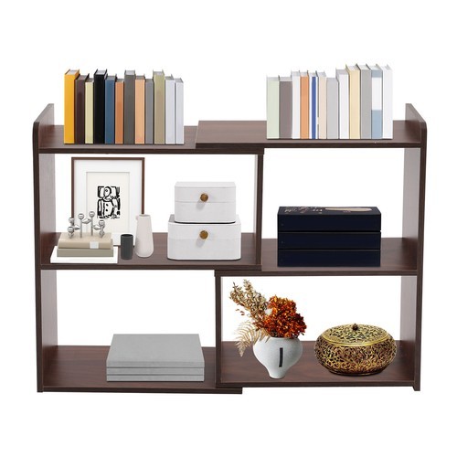 Open Storage Shelf, 3-Tier Bookcase, Retractable Storage Shelf