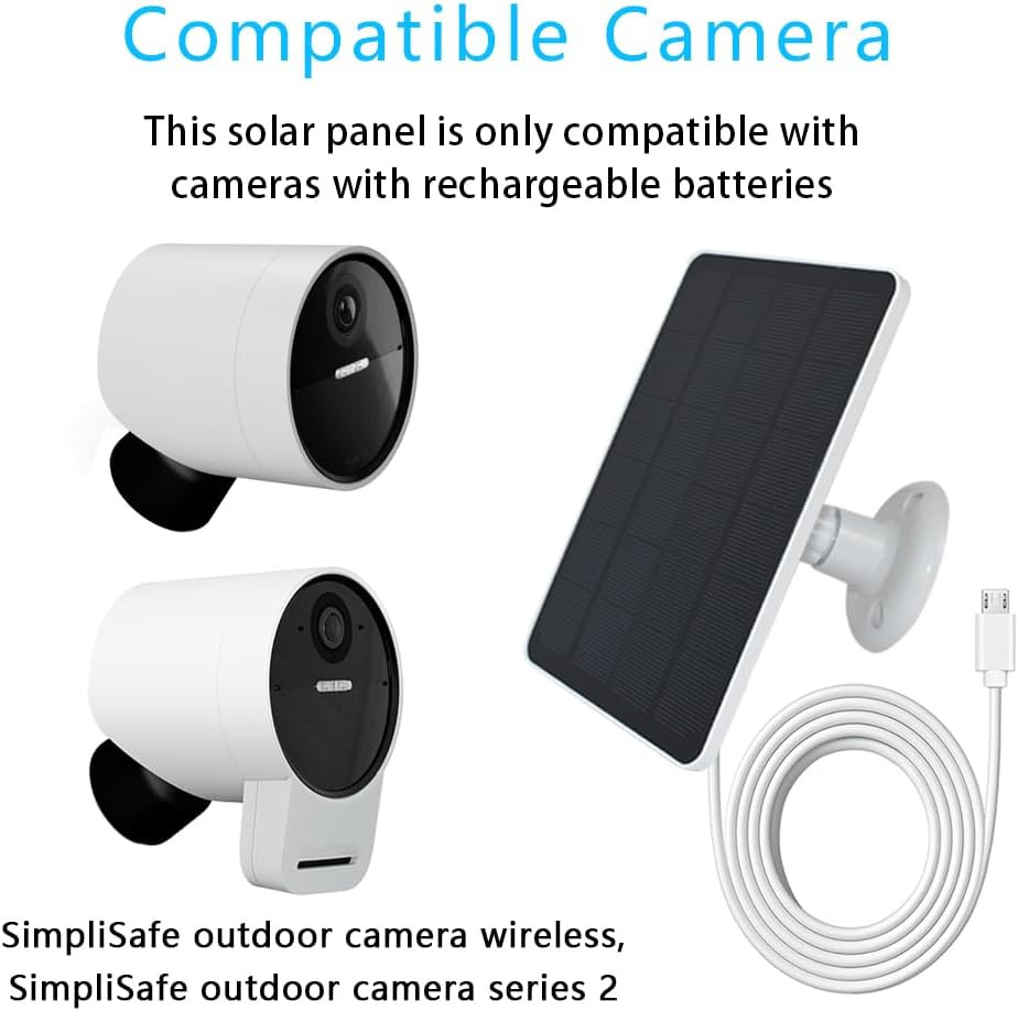 Solar Panel Compatible with Simplisafe Outdoor Camera Wireless 4W 5V Solar Pane