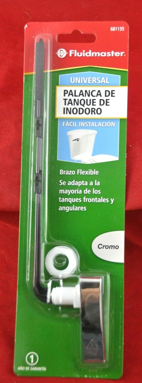NEW FluidMaster 681 CHROME Universal Sure-Fit Toilet Flush Lever Handle 681135