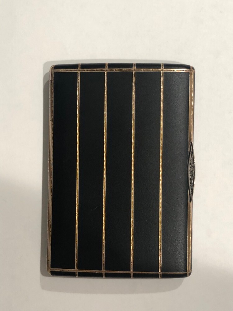 A Russian Black Enameled Silver Cigarette Case
