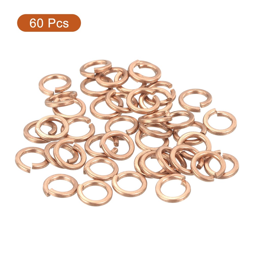 60 Pcs Spring Lock Washer, Copper M5 Split Lock Washers Assortment