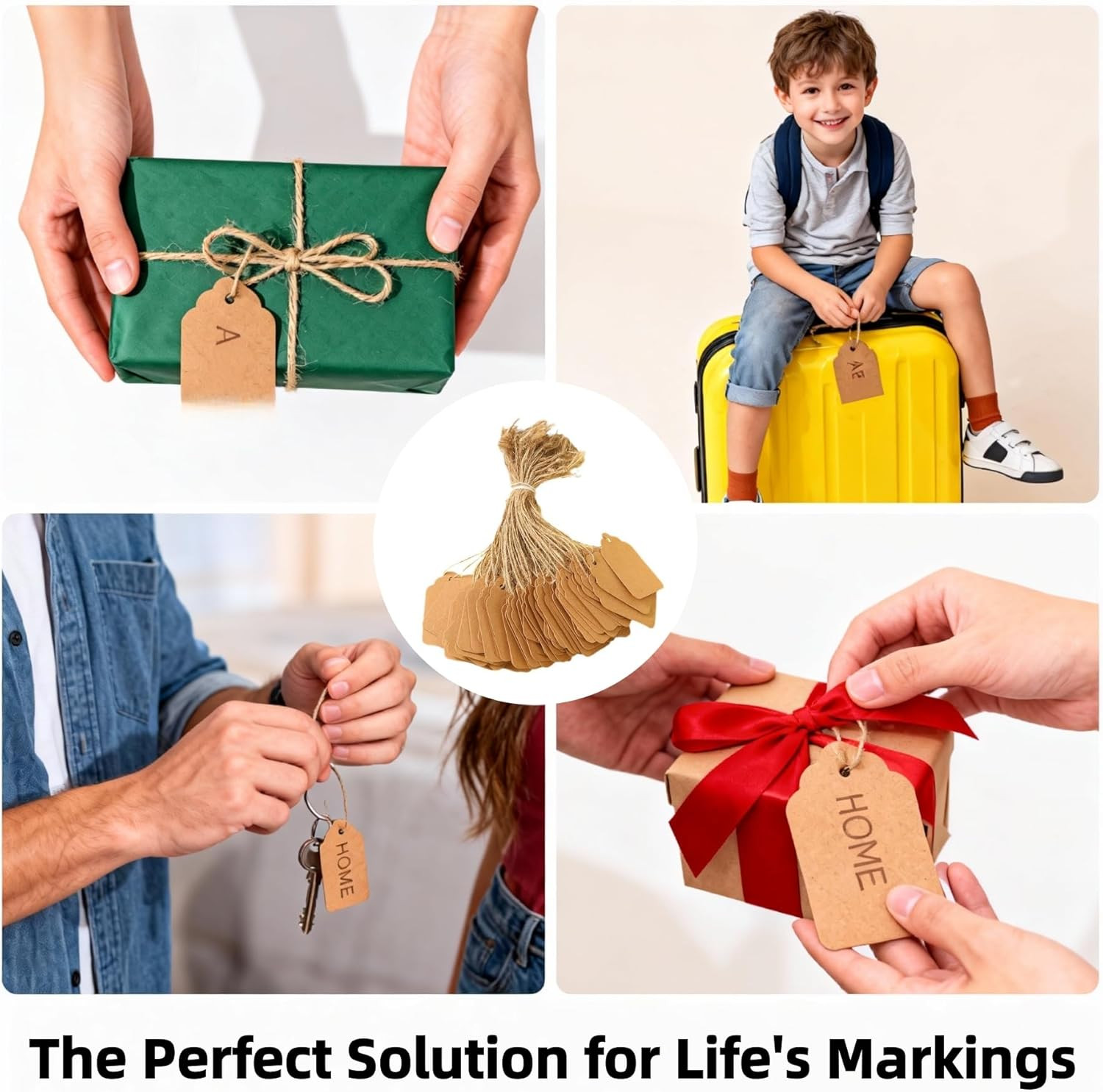 600 PCS Small Price Tags with String Attached, Brown Kraft Paper Blank Hang